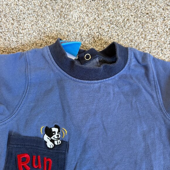 Small Big Dogs Baby 0-3 months Romper Blue Dog Embroidered 90s Vintage - Picture 4 of 7